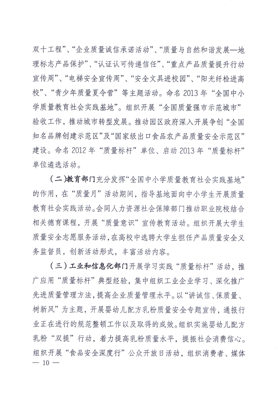 國(guó)家質(zhì)量監(jiān)督檢驗(yàn)檢疫總局、中共中央宣傳部等單位《關(guān)于開(kāi)展2013年全國(guó)“質(zhì)量月”活動(dòng)的通知》